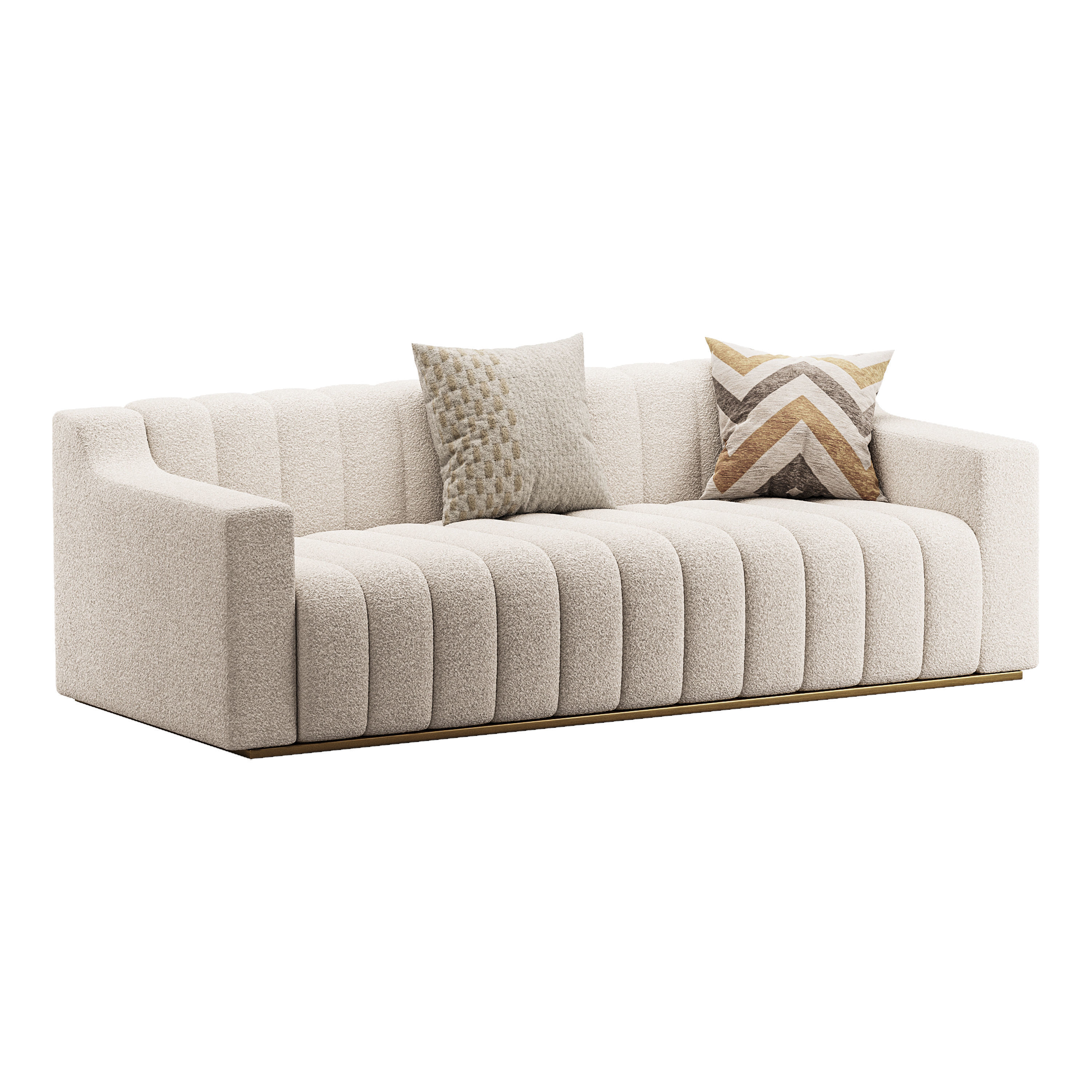 Room Simple Couch Chesterfield Fabric Sofa 3D model_4