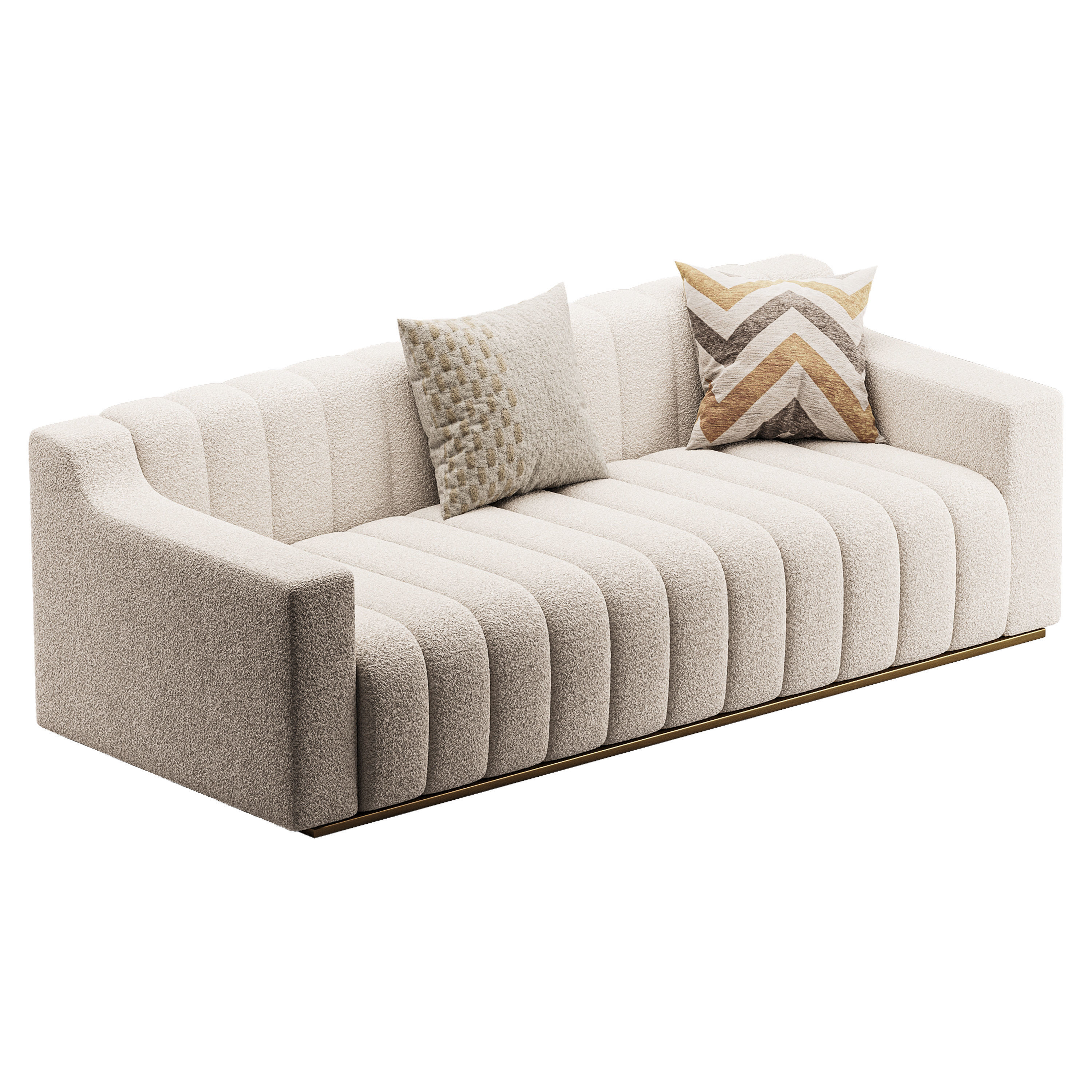 Room Simple Couch Chesterfield Fabric Sofa 3D model_5