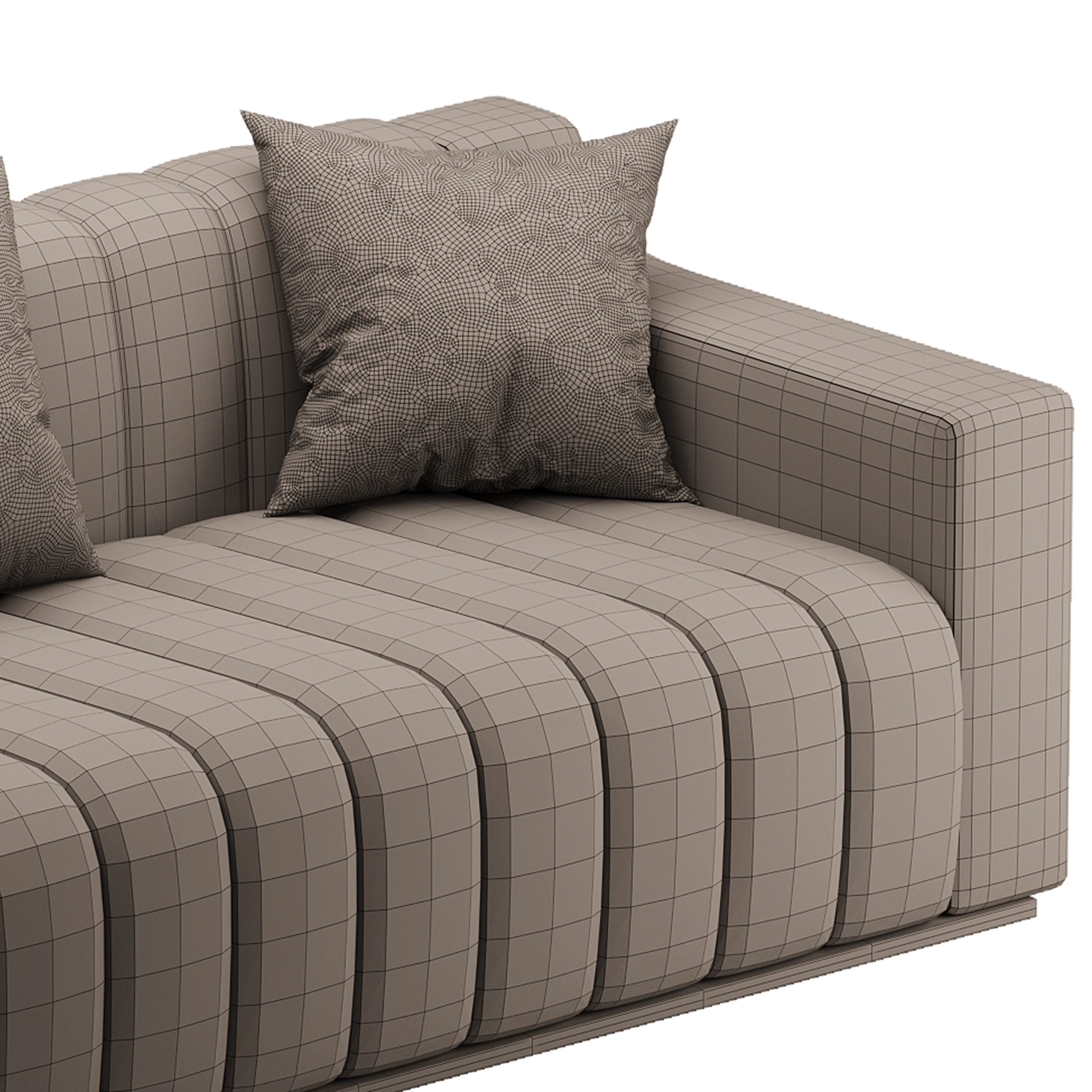 Room Simple Couch Chesterfield Fabric Sofa 3D model_14