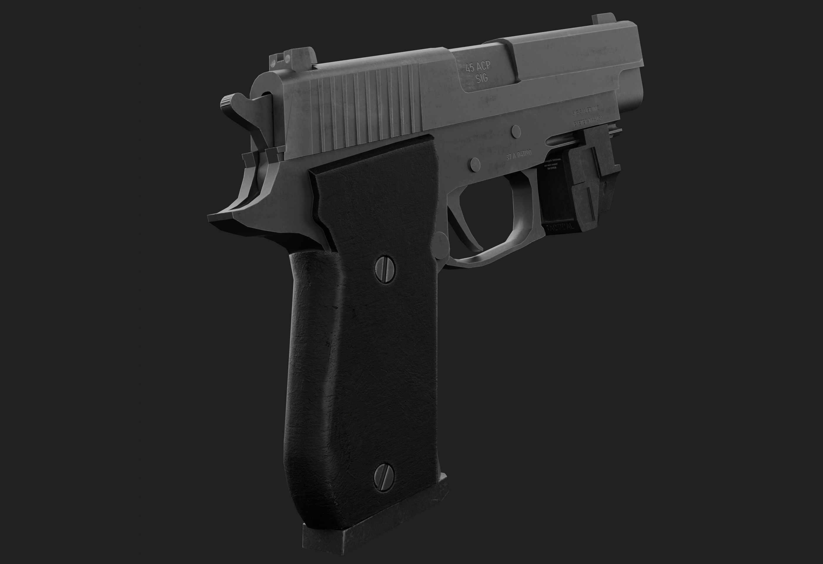 P220 with laser sight and flashlight Attachment - Game Ready Low-poly 3D model_4