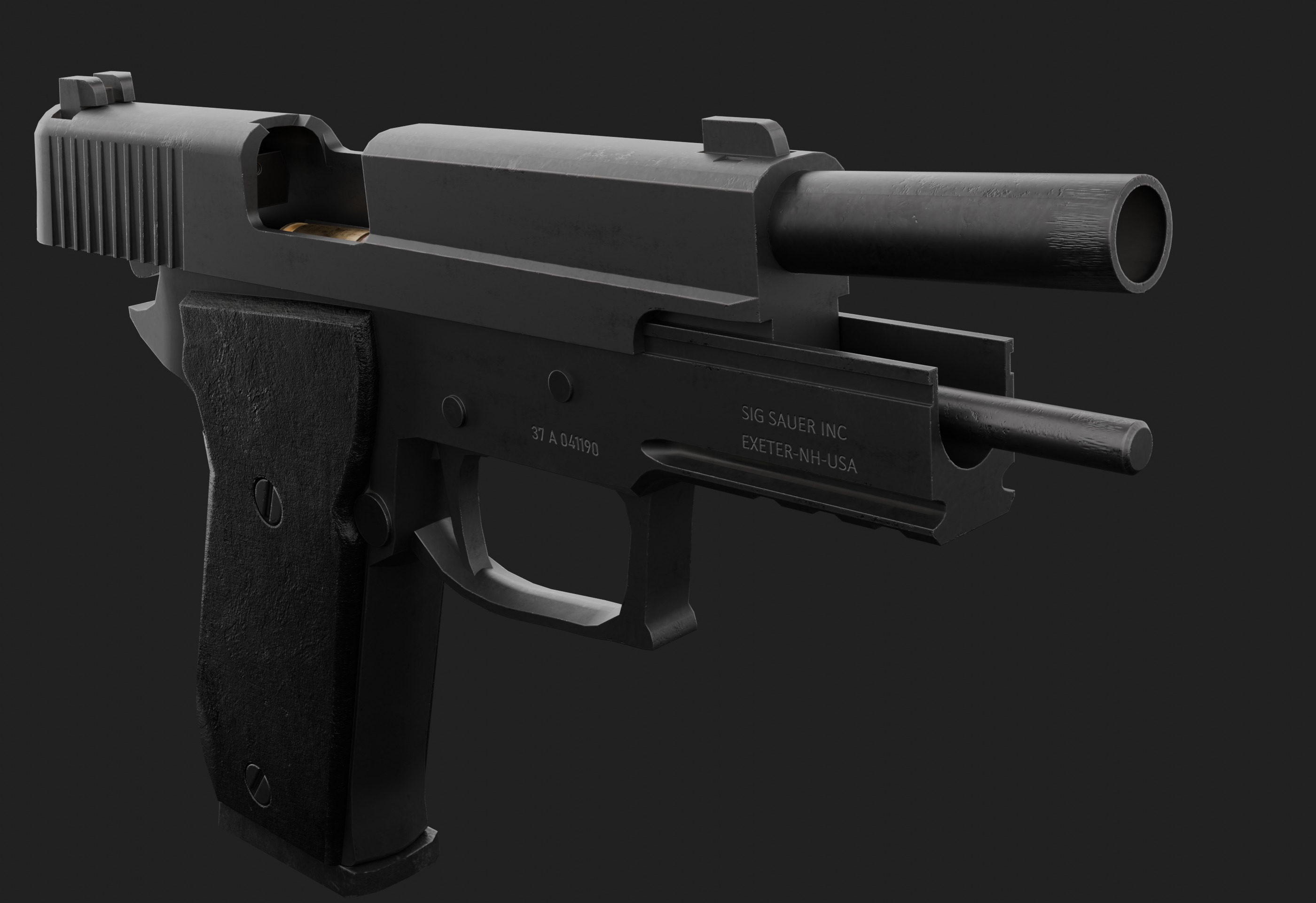 P220 with laser sight and flashlight Attachment - Game Ready Low-poly 3D model_7