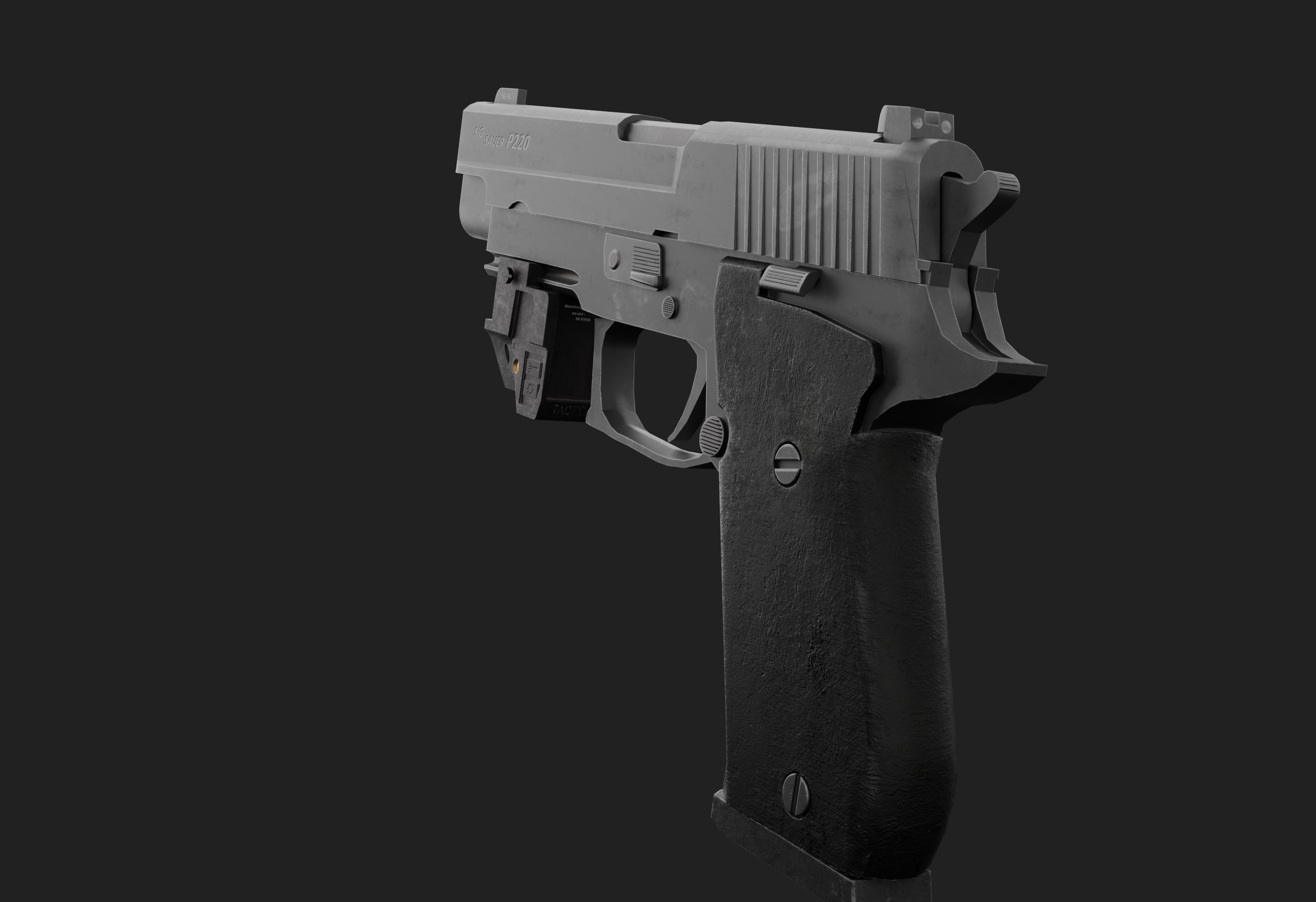 P220 with laser sight and flashlight Attachment - Game Ready Low-poly 3D model_5