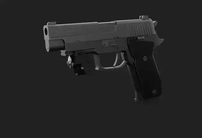 P220 with laser sight and flashlight Attachment - Game Ready Low-poly 3D model