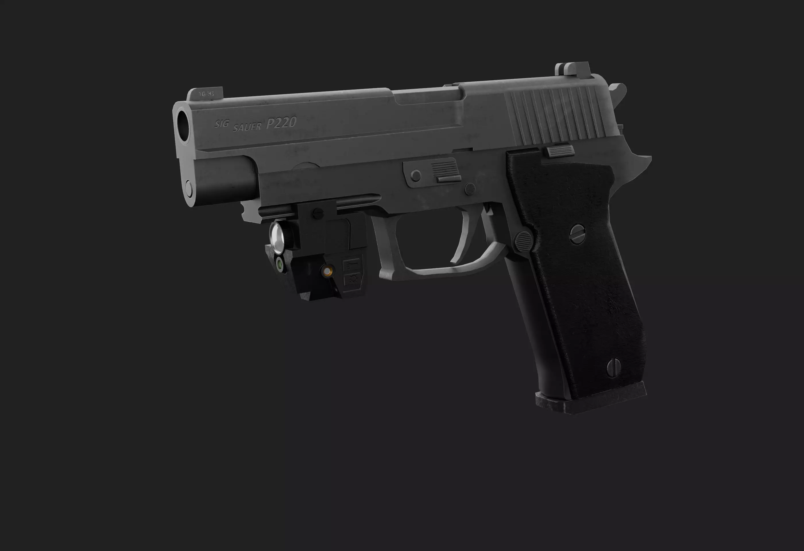 P220 with laser sight and flashlight Attachment - Game Ready Low-poly 3D model_0