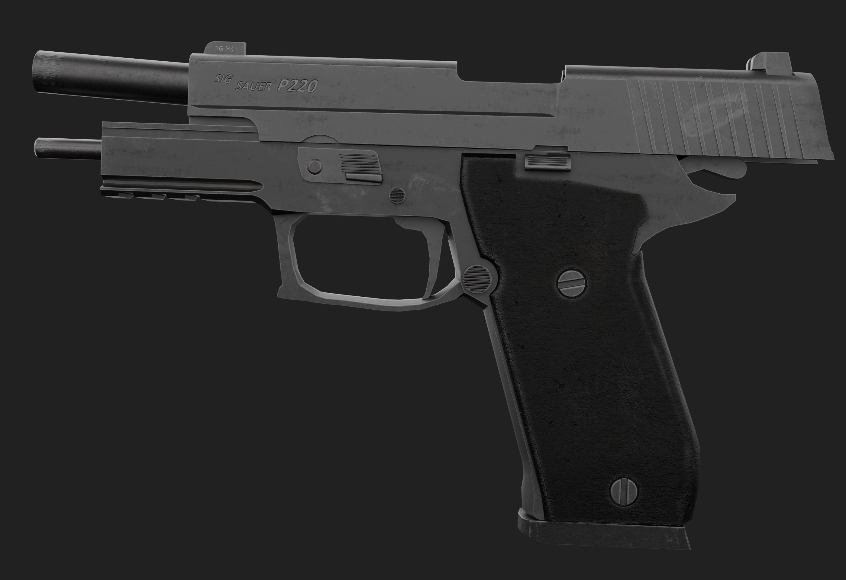 P220 with laser sight and flashlight Attachment - Game Ready Low-poly 3D model_6