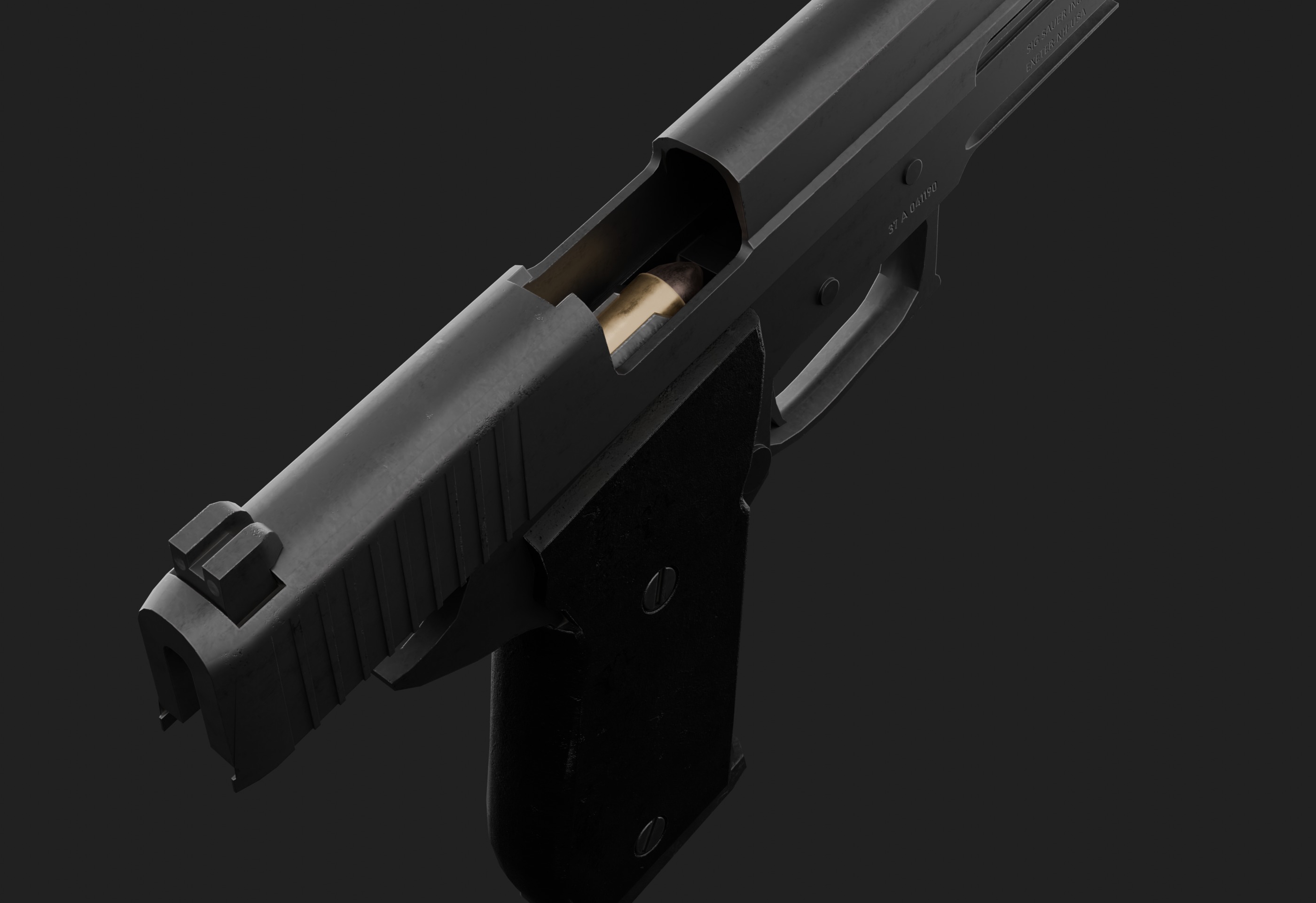P220 with laser sight and flashlight Attachment - Game Ready Low-poly 3D model_8