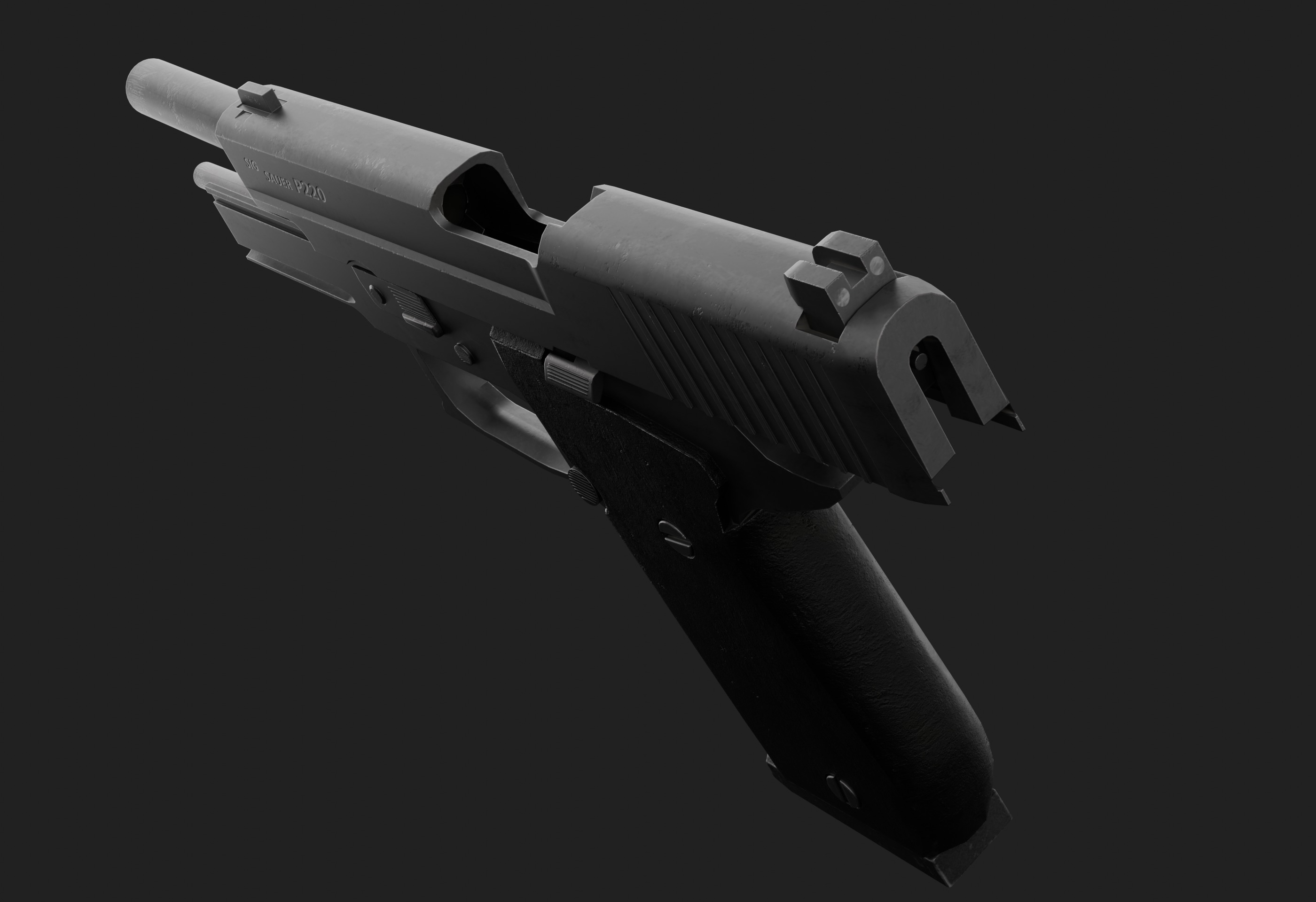 P220 with laser sight and flashlight Attachment - Game Ready Low-poly 3D model_9