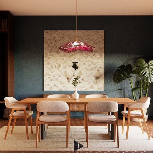 Lotus Flower Pendant Light - Elegant Asian-Inspired Chandelier 3D model