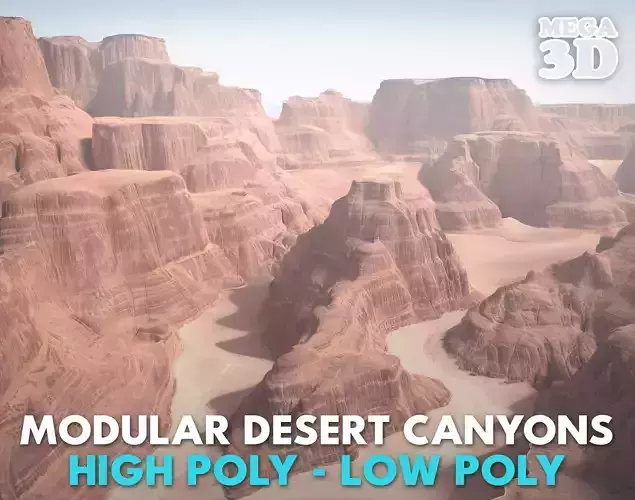 8 Modular Desert Canyons - 241103 Low-poly 3D model