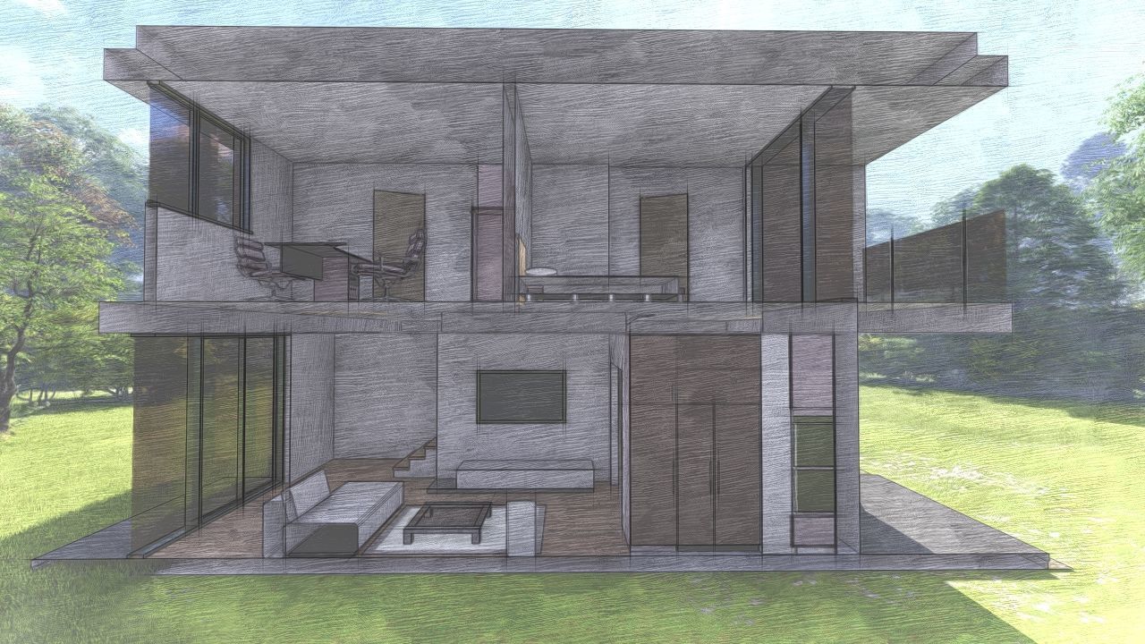 Casa Scene-villa-modern house 3D model_23