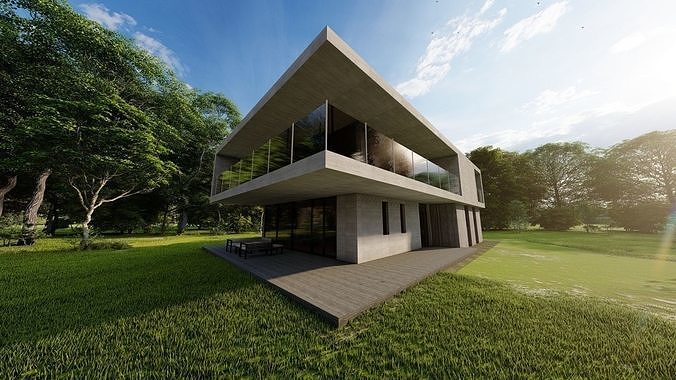 Casa Scene-villa-modern house 3D model 6