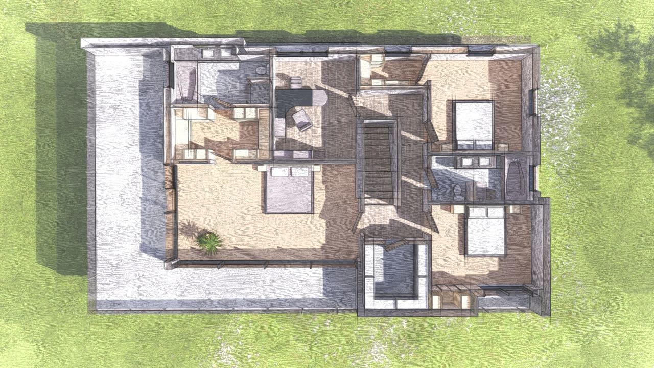 Casa Scene-villa-modern house 3D model_12