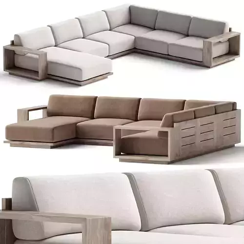 Mallorca Wood 4-Piece Left-Arm Sectional Sofa