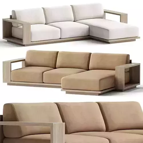 Mallorca Wood 2-Piece Right-Arm Chaise Sofa
