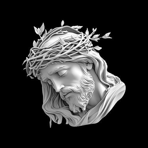Elegant Jesus Bust with Peaceful Expressions Sculpture 3D print model