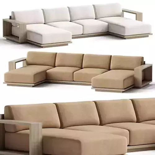 Mallorca Wood Double-Chaise Sofa