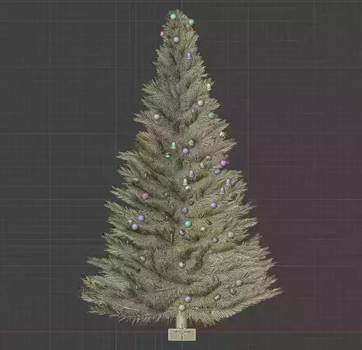 Realistic Christmas Tree with Ornament Set 3D print model