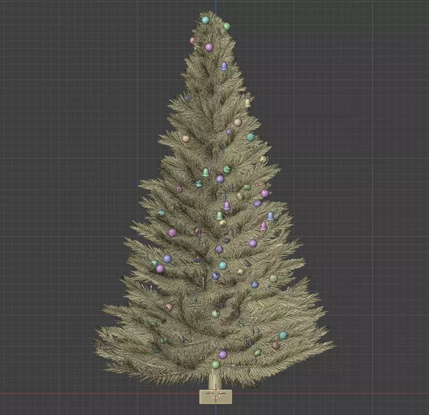 Realistic Christmas Tree with Ornament Set 3D print model_0