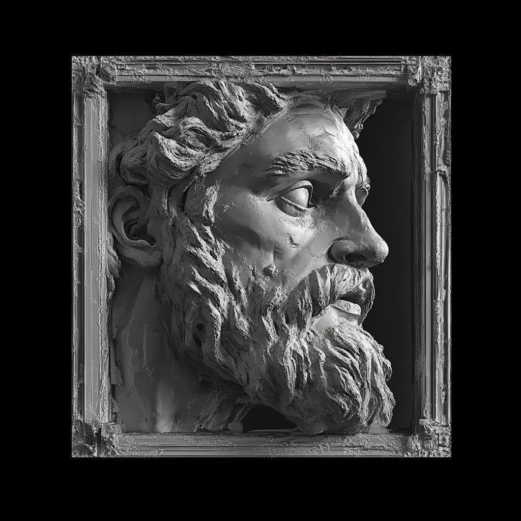 A statue of a man with a beard 3D print model_0