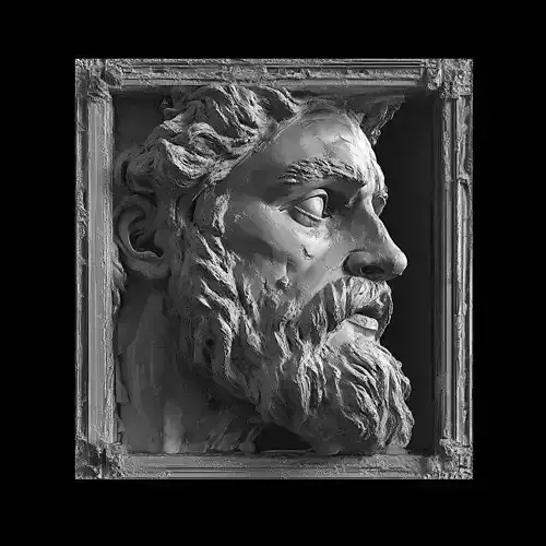 A statue of a man with a beard 