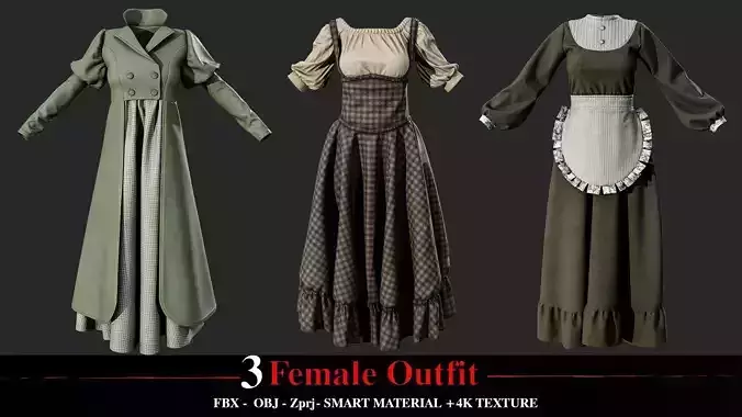 3 Female Outfit 3D model