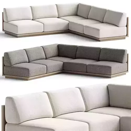 Mallorca Wood 3-Piece L-Shaped Armless Sofa