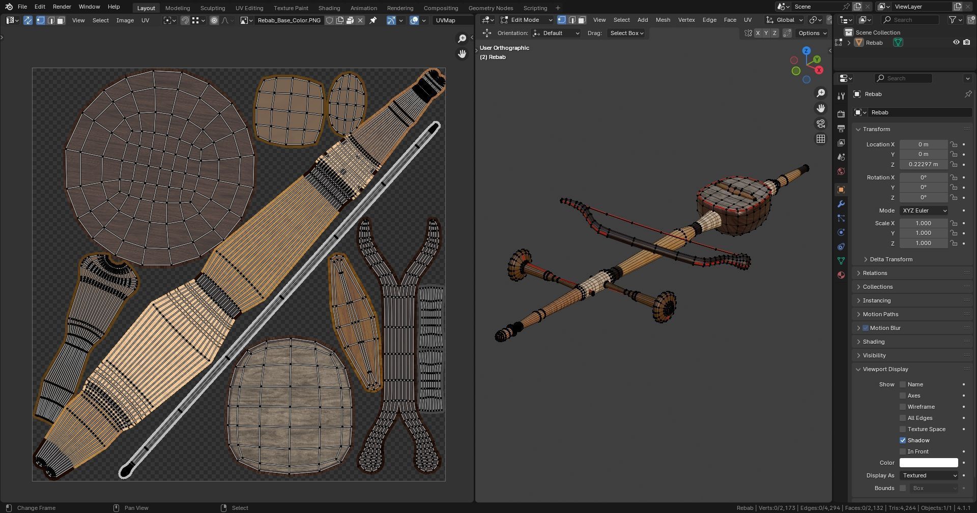 Traditional Instrument - Rebab Low-poly 3D model_7