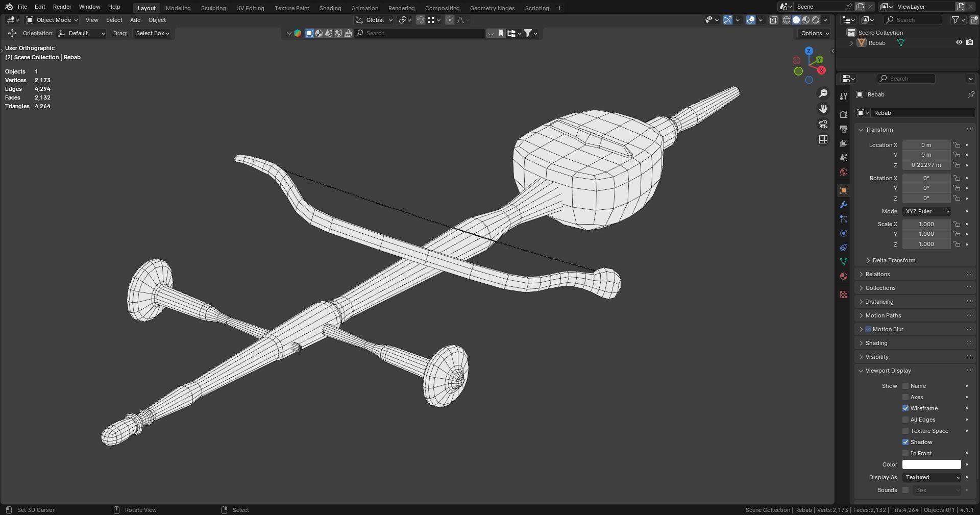 Traditional Instrument - Rebab Low-poly 3D model_8