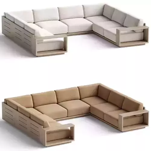 Mallorca Wood 5-Piece U-Shaped Sofa