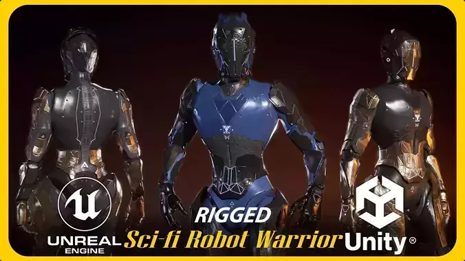 Sci-fi Robot Warrior Rigged GameReady Low-poly 3D model