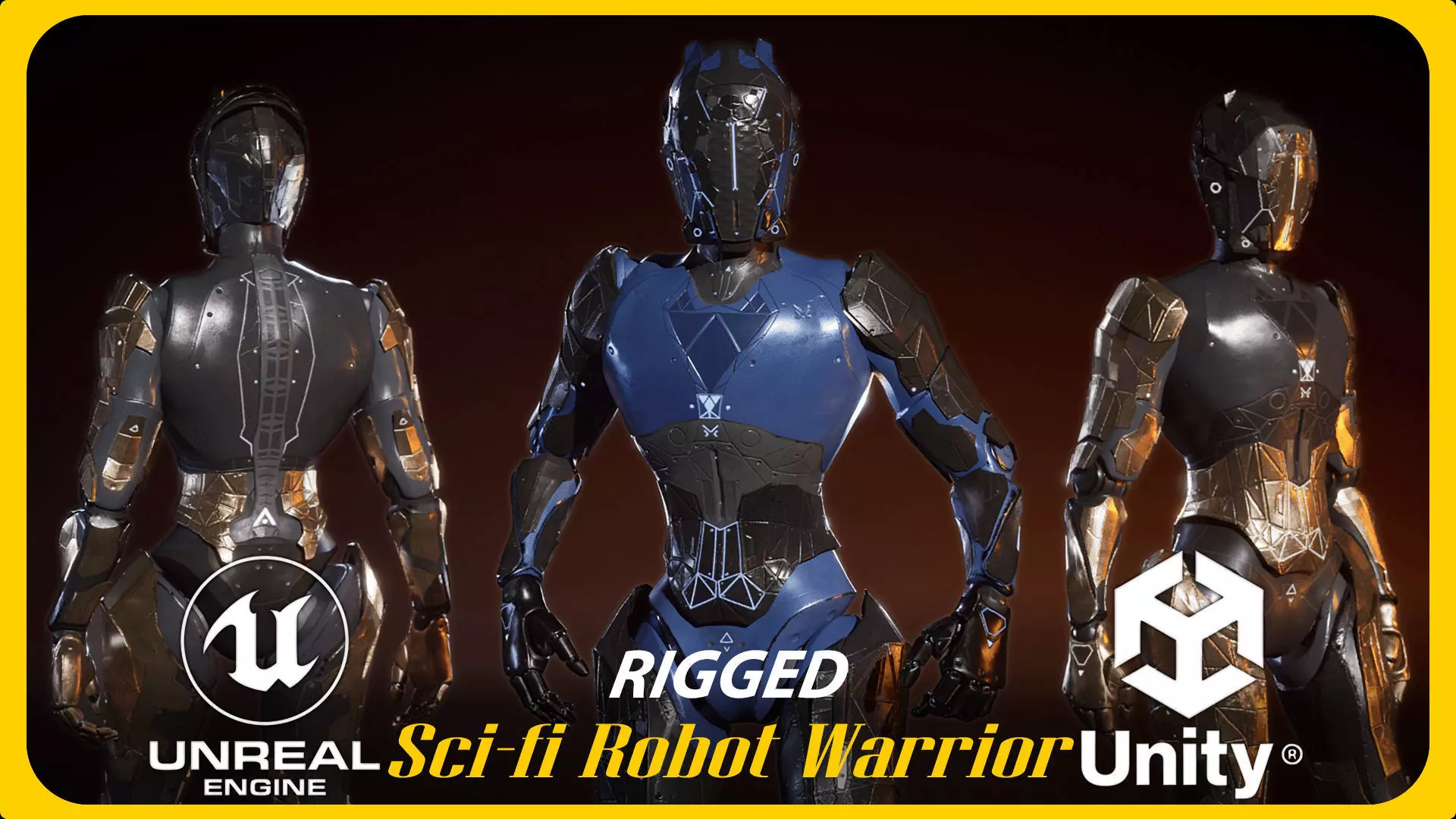 Sci-fi Robot Warrior Rigged GameReady Low-poly 3D model_0