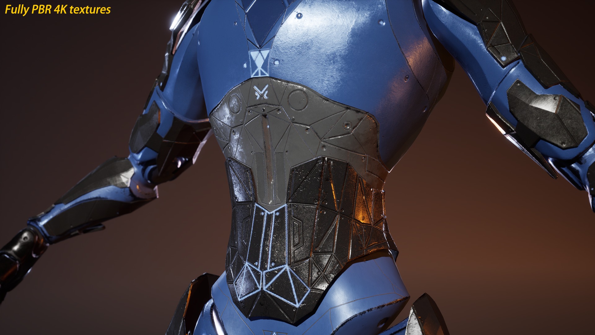 Sci-fi Robot Warrior Rigged GameReady Low-poly 3D model_10