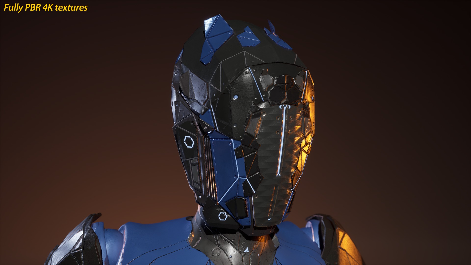 Sci-fi Robot Warrior Rigged GameReady Low-poly 3D model_8