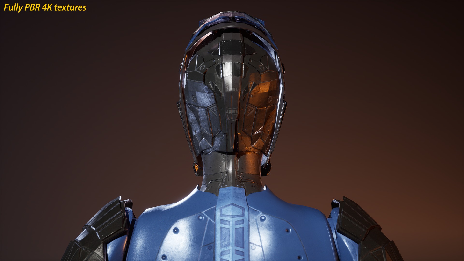 Sci-fi Robot Warrior Rigged GameReady Low-poly 3D model_11