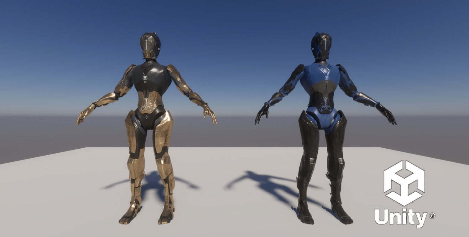 Sci-fi Robot Warrior Rigged GameReady Low-poly 3D model_12