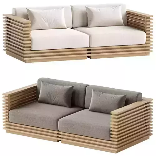 Batten Teak Outdoor Loveseat
