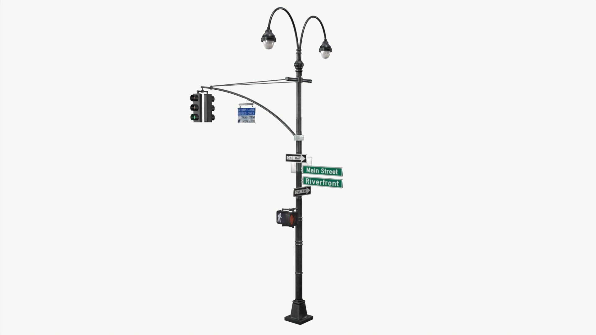 COLLECTION LowPoly Traffic light with street lamp Low-poly 3D model_17