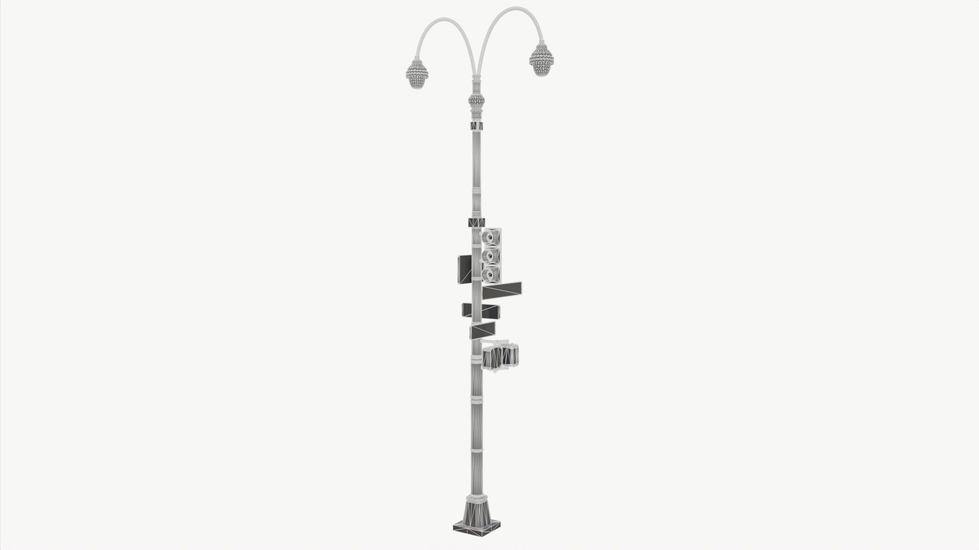 COLLECTION LowPoly Traffic light with street lamp Low-poly 3D model_14