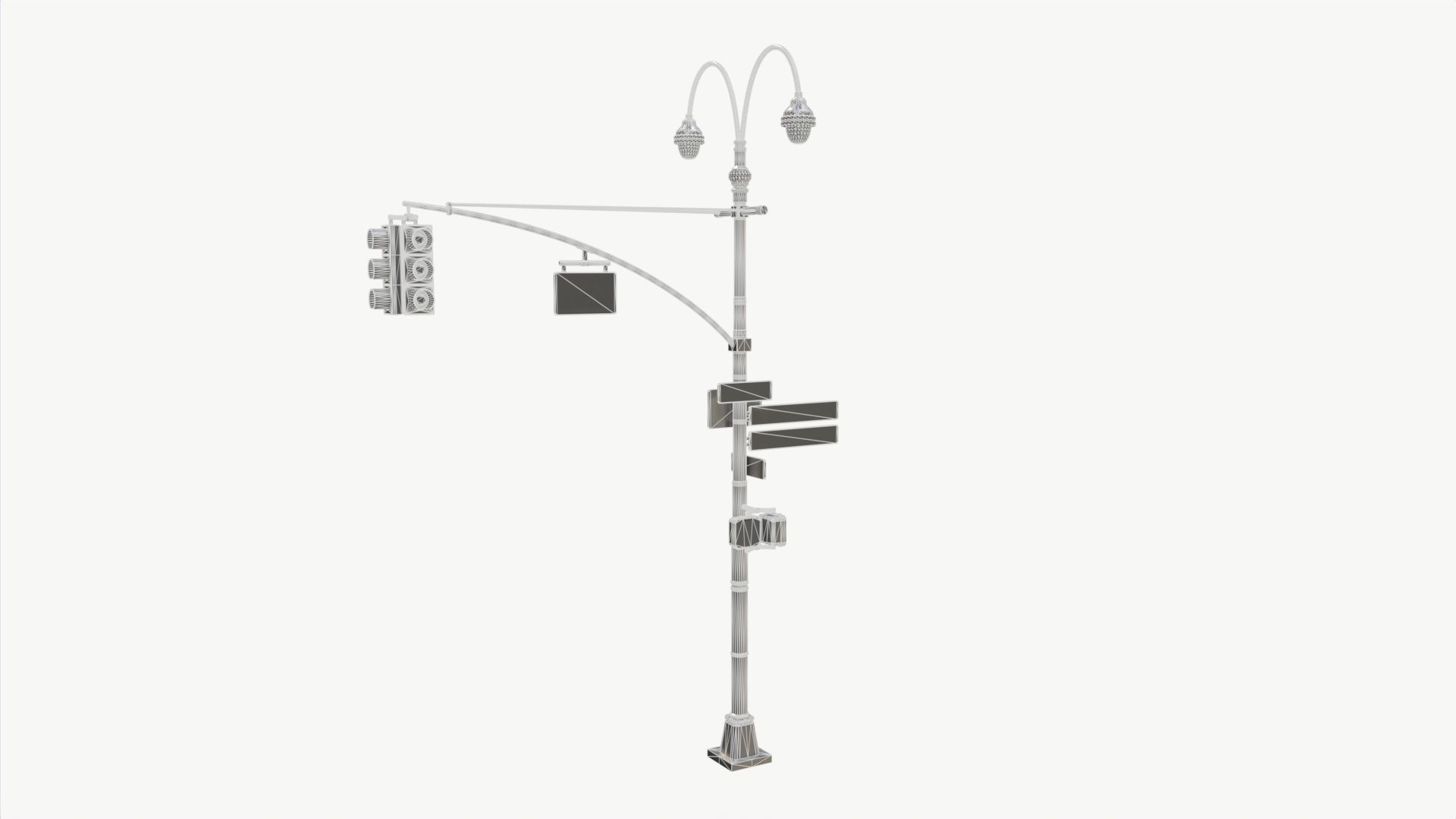 COLLECTION LowPoly Traffic light with street lamp Low-poly 3D model_25