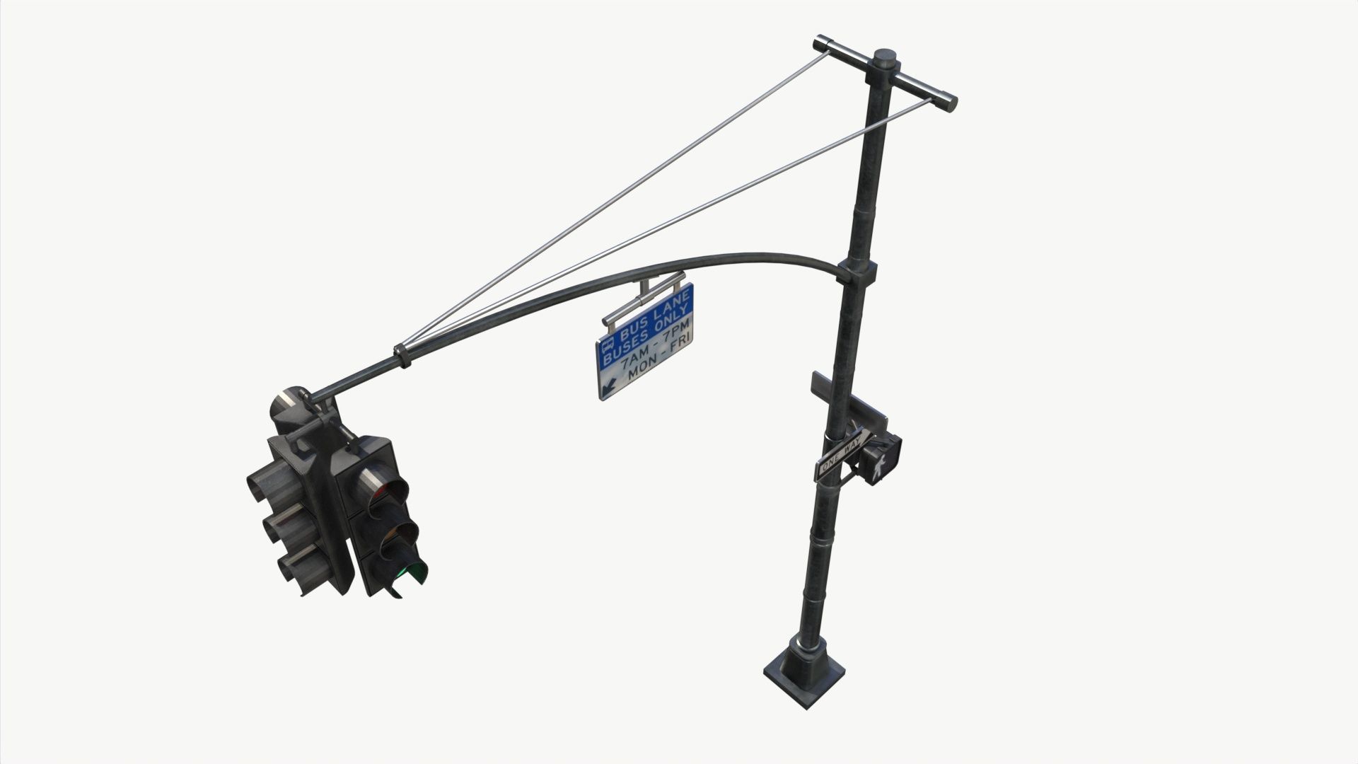 COLLECTION LowPoly Traffic light with street lamp Low-poly 3D model_32