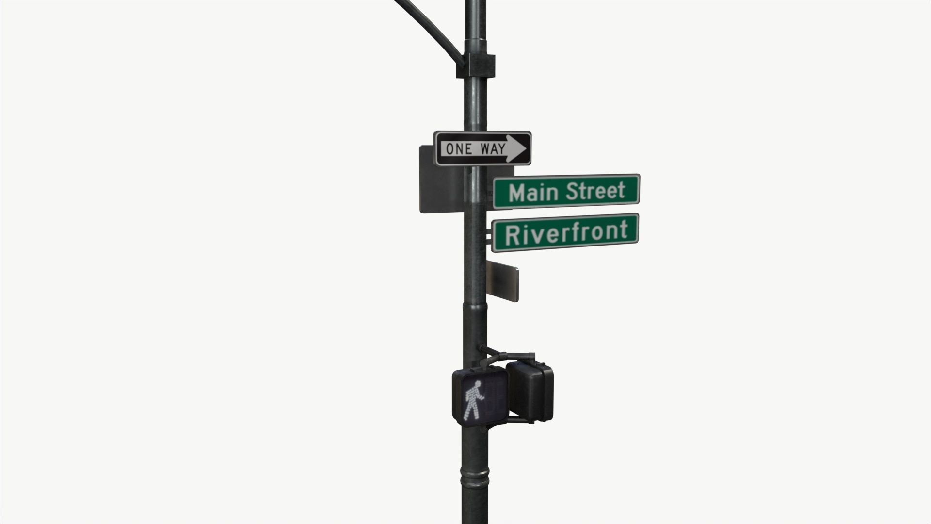 COLLECTION LowPoly Traffic light with street lamp Low-poly 3D model_19