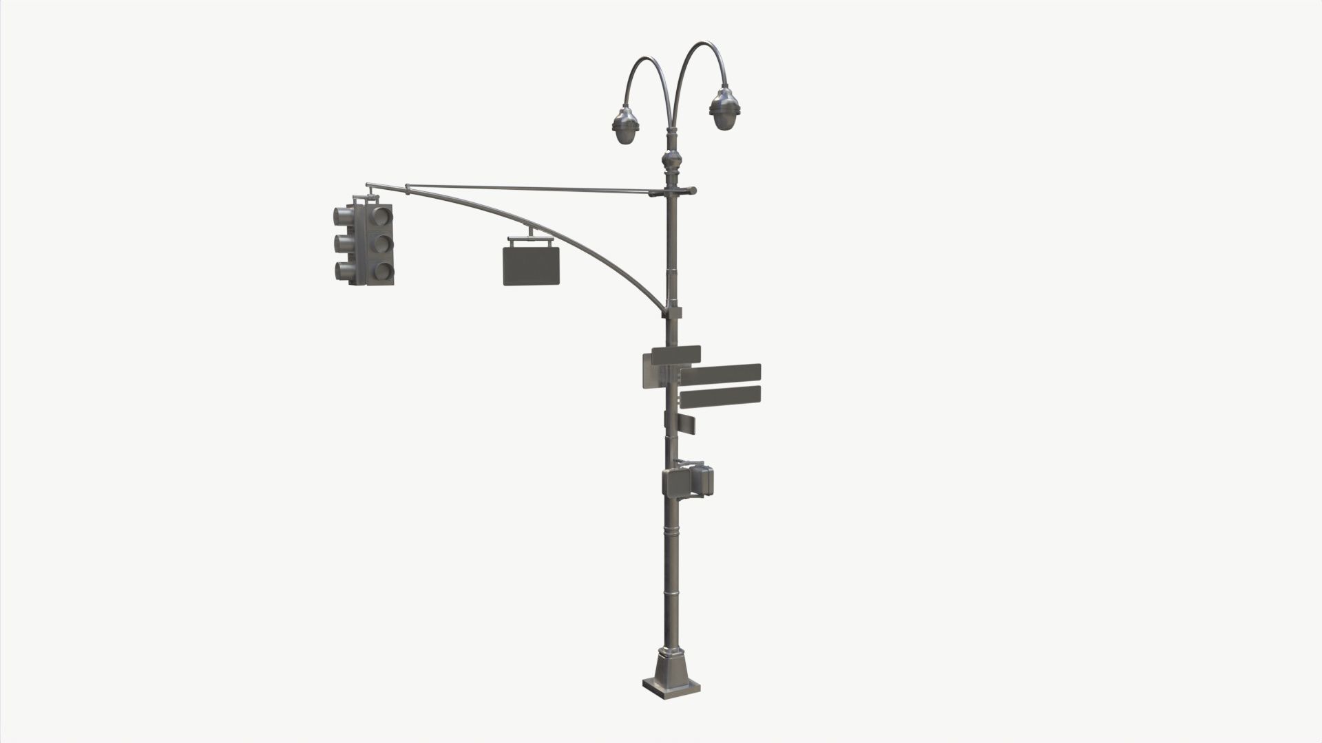 COLLECTION LowPoly Traffic light with street lamp Low-poly 3D model_24