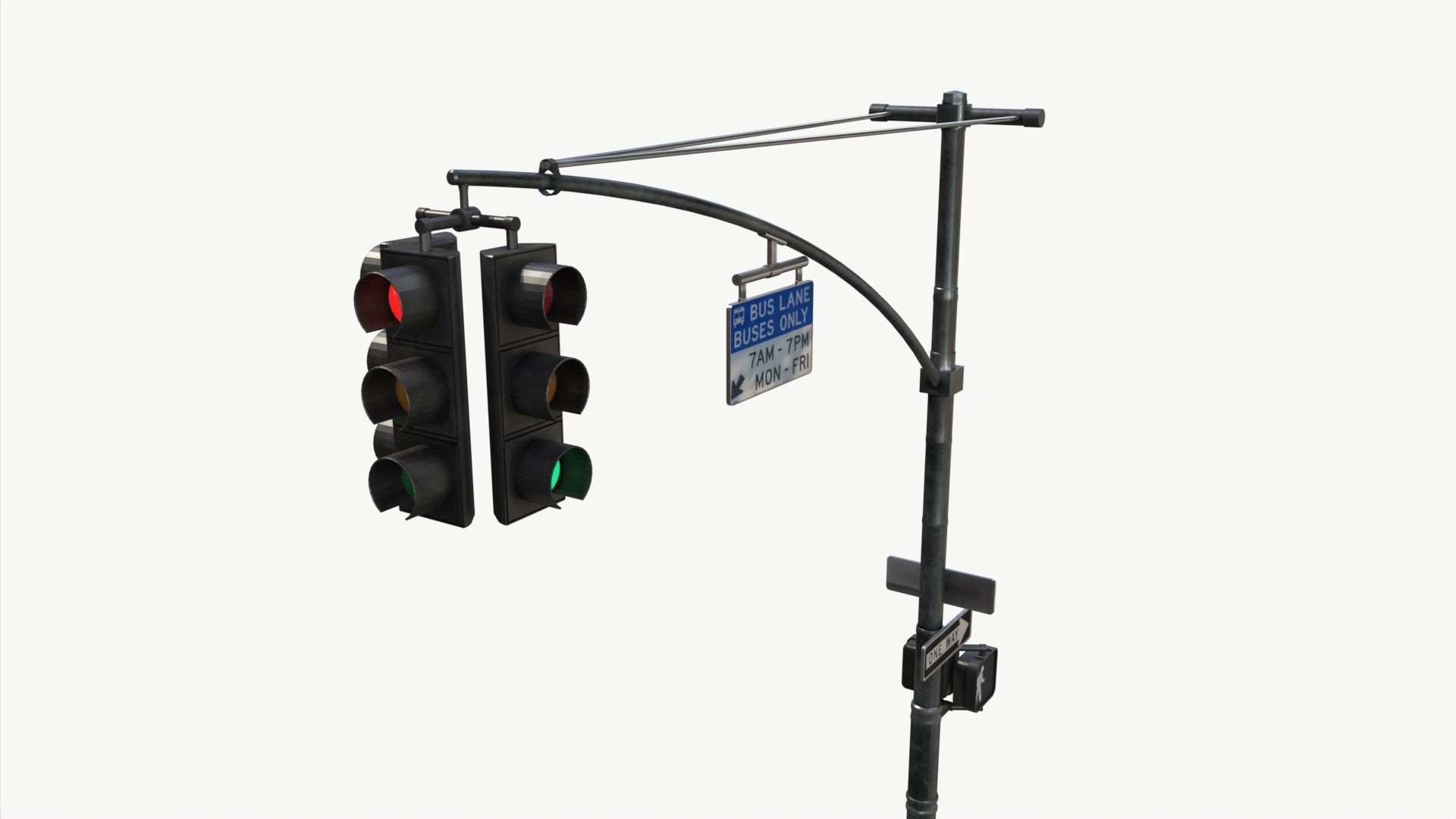 COLLECTION LowPoly Traffic light with street lamp Low-poly 3D model_31