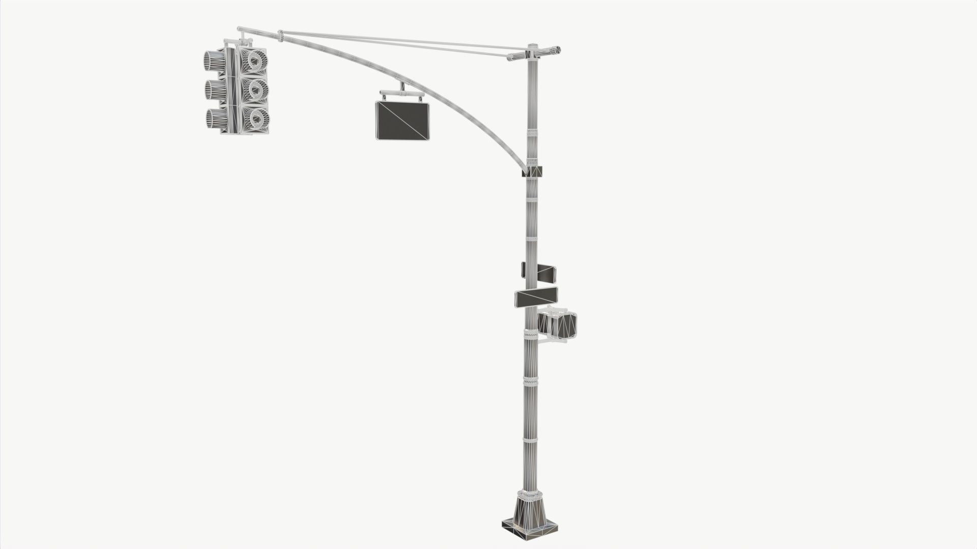 COLLECTION LowPoly Traffic light with street lamp Low-poly 3D model_34