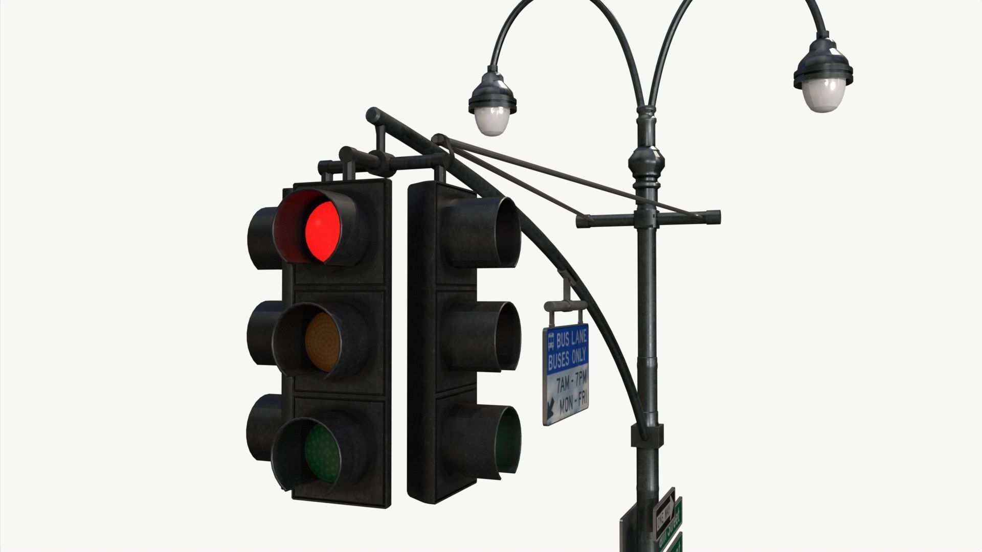 COLLECTION LowPoly Traffic light with street lamp Low-poly 3D model_23