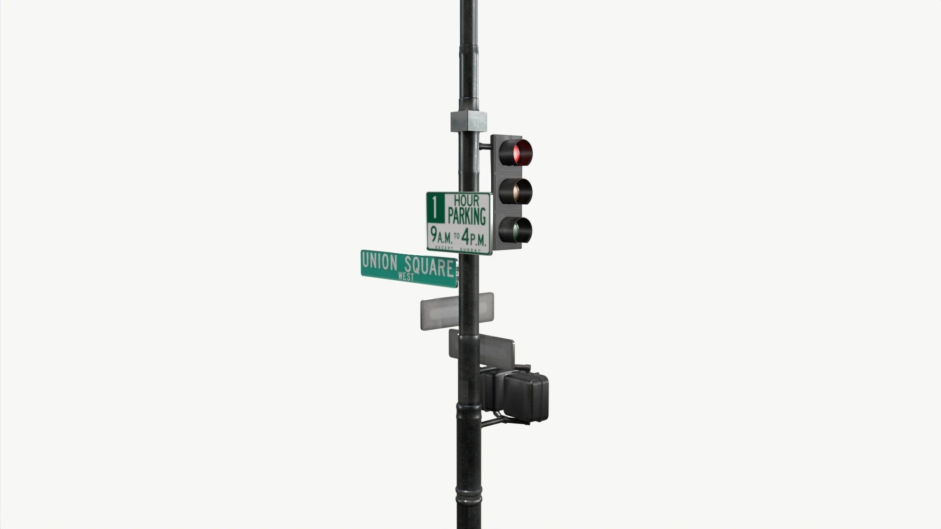 COLLECTION LowPoly Traffic light with street lamp Low-poly 3D model_9