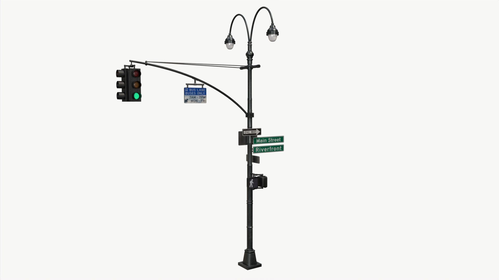 COLLECTION LowPoly Traffic light with street lamp Low-poly 3D model_15