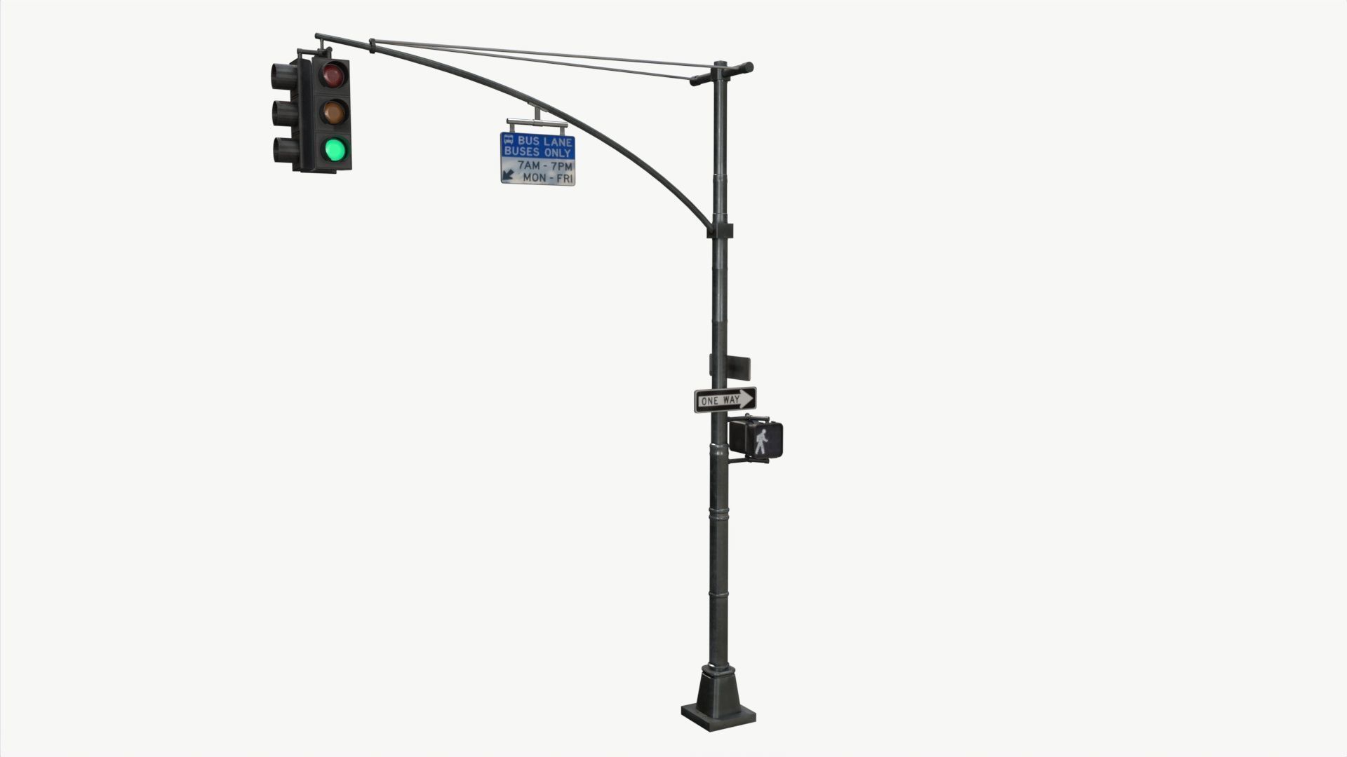 COLLECTION LowPoly Traffic light with street lamp Low-poly 3D model_26