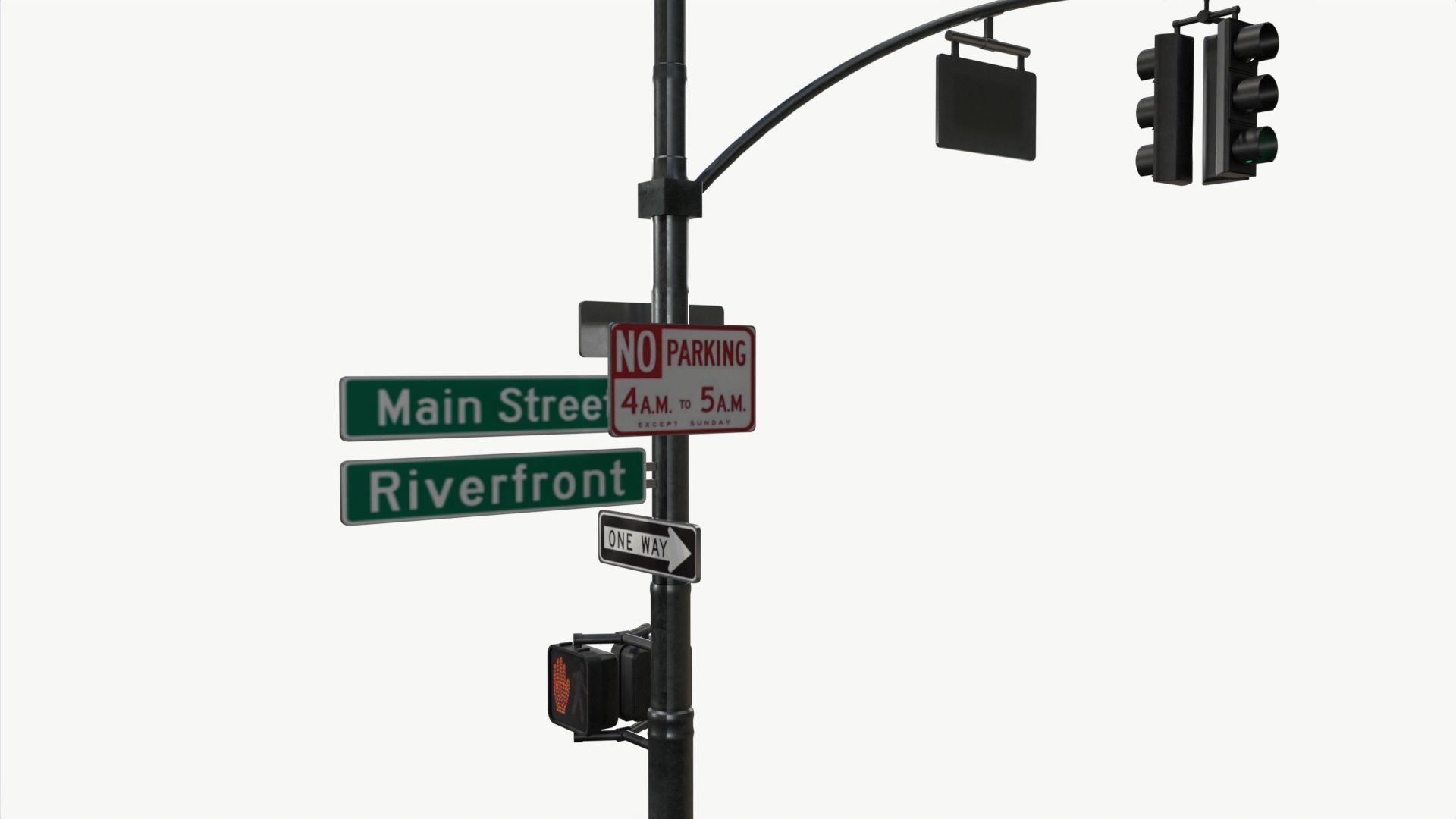 COLLECTION LowPoly Traffic light with street lamp Low-poly 3D model_22