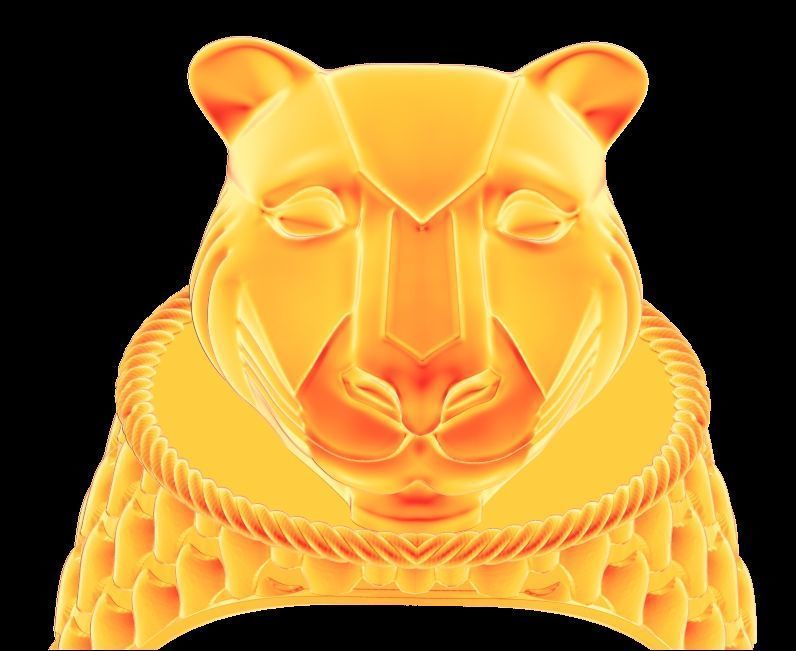 Panther Head Texturede Ring 3D print model_13